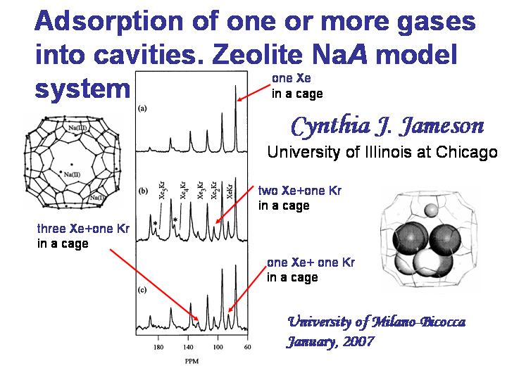 Adsorption of one or more gases into cavities